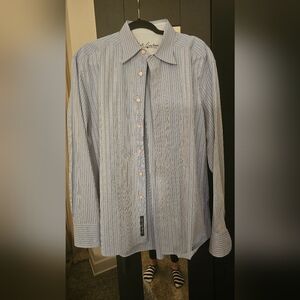 Robert Graham en's Blue Striped Shirt. XL
